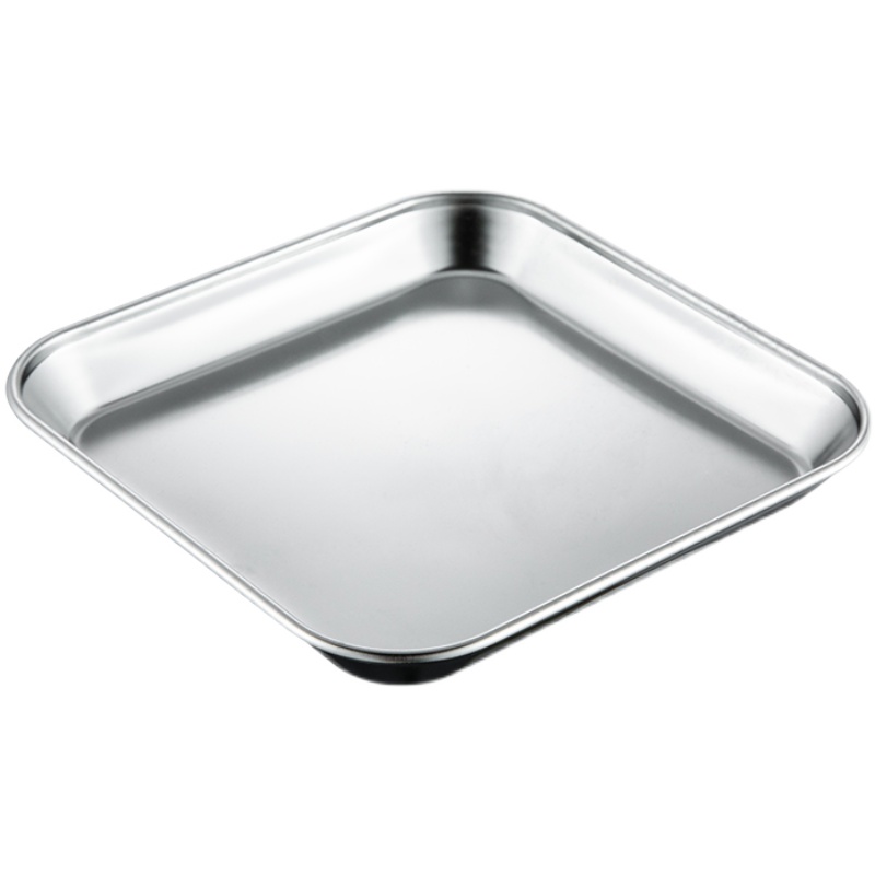 304 Stainless Steel Rectangular Plate Thickened Barbecue Plate Dish Commercial Flat Bottom Plate Golden Korean Barbecue Tableware