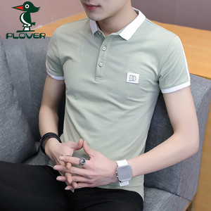 Plover男装短袖T恤男夏装新品纯棉纯色翻领休闲POLO衫男P4