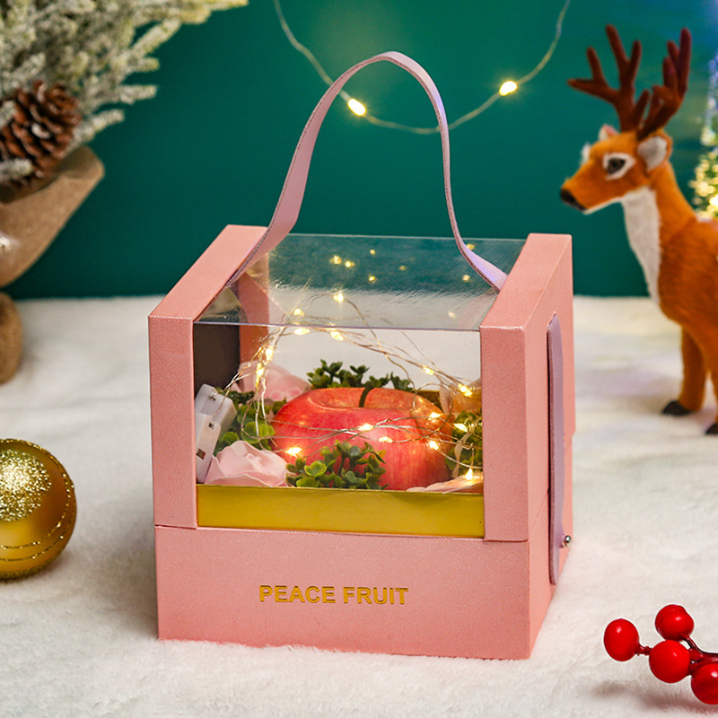 2022 New Open Window Transparent Christmas Gift Box Spot Christmas Eve Fruit Gift Box Box Christmas Apple Box