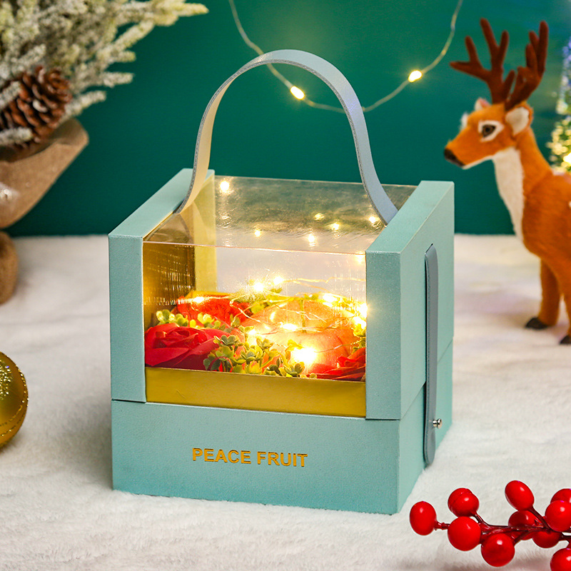 2022 New Open Window Transparent Christmas Gift Box Spot Christmas Eve Fruit Gift Box Box Christmas Apple Box