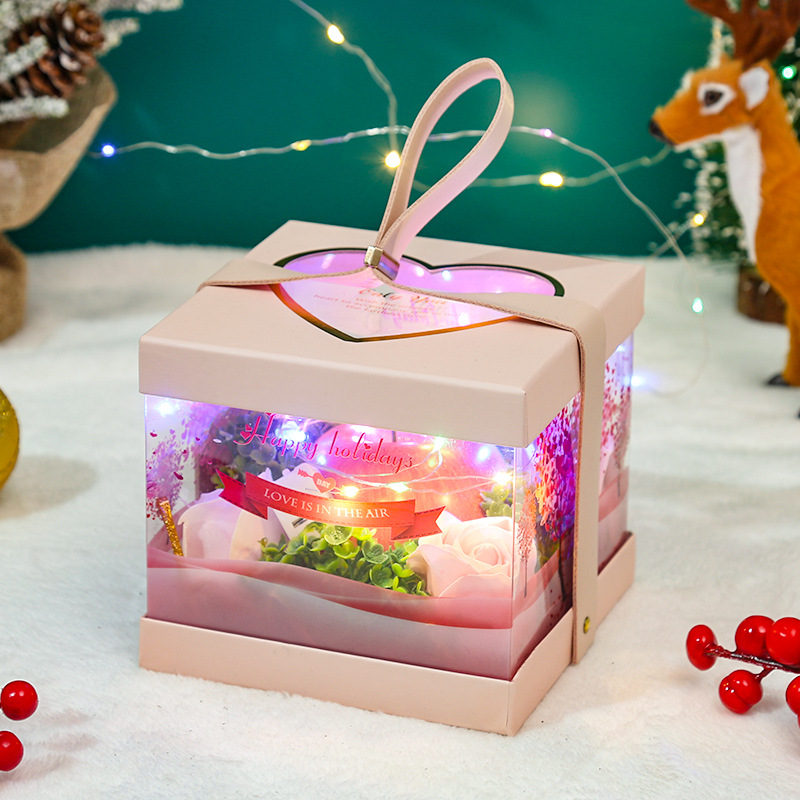 Christmas Boutique Square Transparent Hand Christmas Eve Fruit Gift Box Spot Christmas Eve Belt Portable Christmas Apple Box