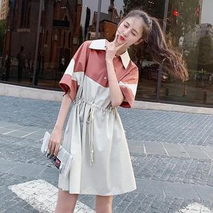 连衣裙2021新款夏学生韩版收腰显瘦裙子女撞色仙女裙超仙森系甜美