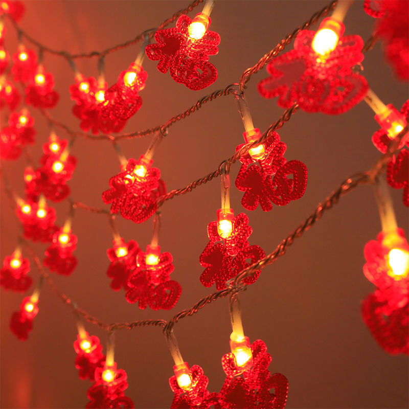  led紅燈籠彩燈閃燈串燈房間裝飾燈圣誕元宵燈春節喜慶福字中國結