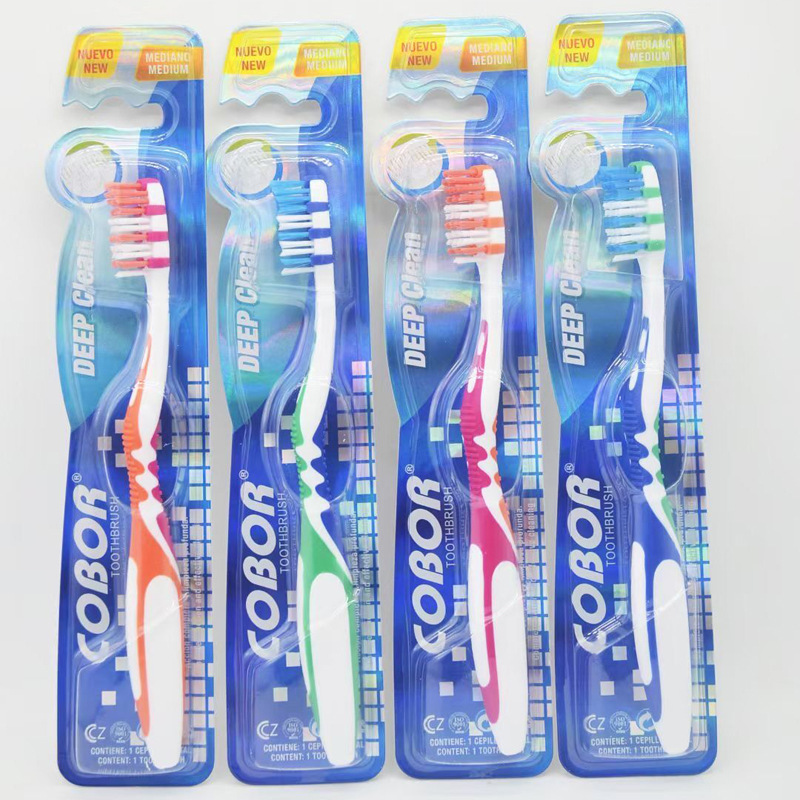 Cross-Border Medium Hair Toothbrush Cobor Foreign Trade English Export Toothbrush Adult Toothbrush Factory Supply