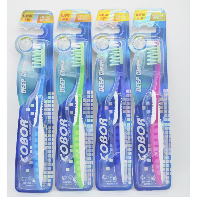 Cross-Border Medium Hair Toothbrush Cobor Foreign Trade English Export Toothbrush Adult Toothbrush Factory Supply