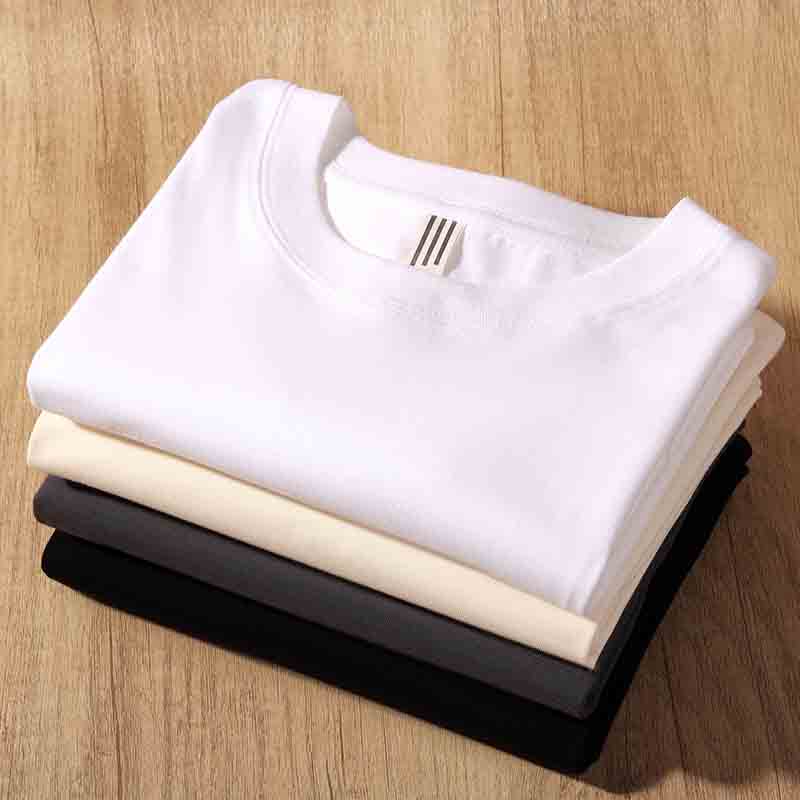 Autumn Heavy Long-Sleeved T-shirt Unisex Wear Loose All-Match White Cotton Inner Wear Base Couple's Shirts