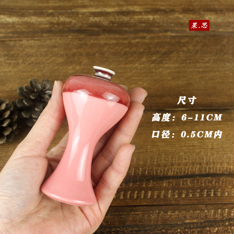 Kiln Baked Mini Vase Jingdezhen Handmade Ice Crack Opening Film Porcelain Small Vase Tea Table Exquisite Ornament Decoration