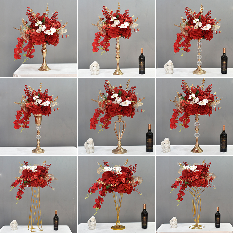 Wedding Props European-Style Golden Metal Iron Art Mermaid Flower Holder Main Table Flower Stand Sign-in Table Decoration Home Vase