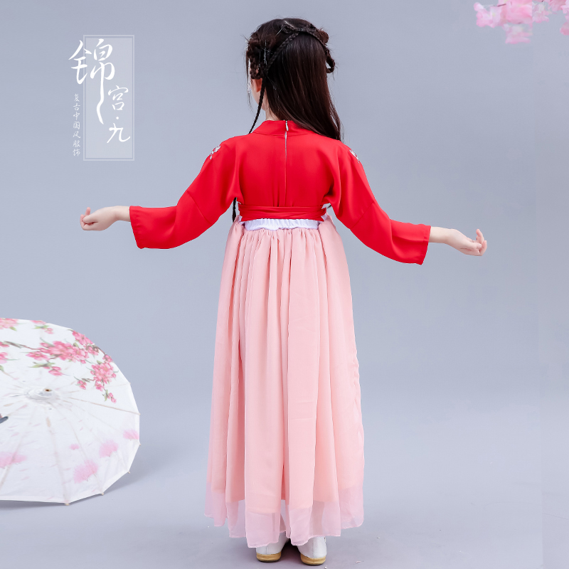 children's costume Hanfu girl summer dress cherry blossom princess skirt fairy fairy super fairy Chinese style dress spring and autumn