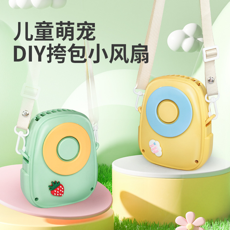 cute pet diy satchel small fan wide angle air supply three gears wind speed small fan halter crossbody portable belt