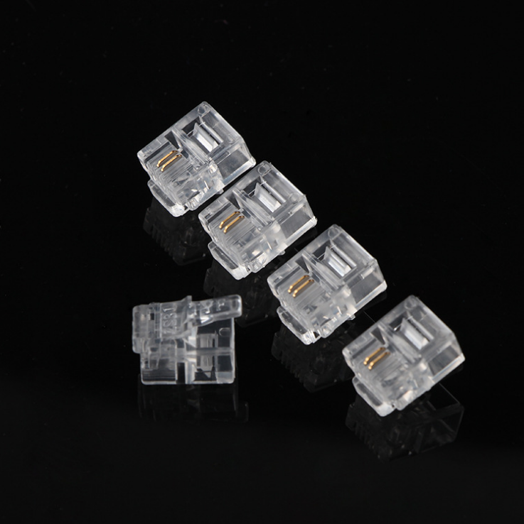 telephone line crystal head 2-core 6p2c pure copper gold-plated crystal head rj11 two core extension telephone connector