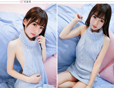 老司机推荐日高领露背毛衣套头无袖针织工口处男杀手cos少女团子-淘宝网
