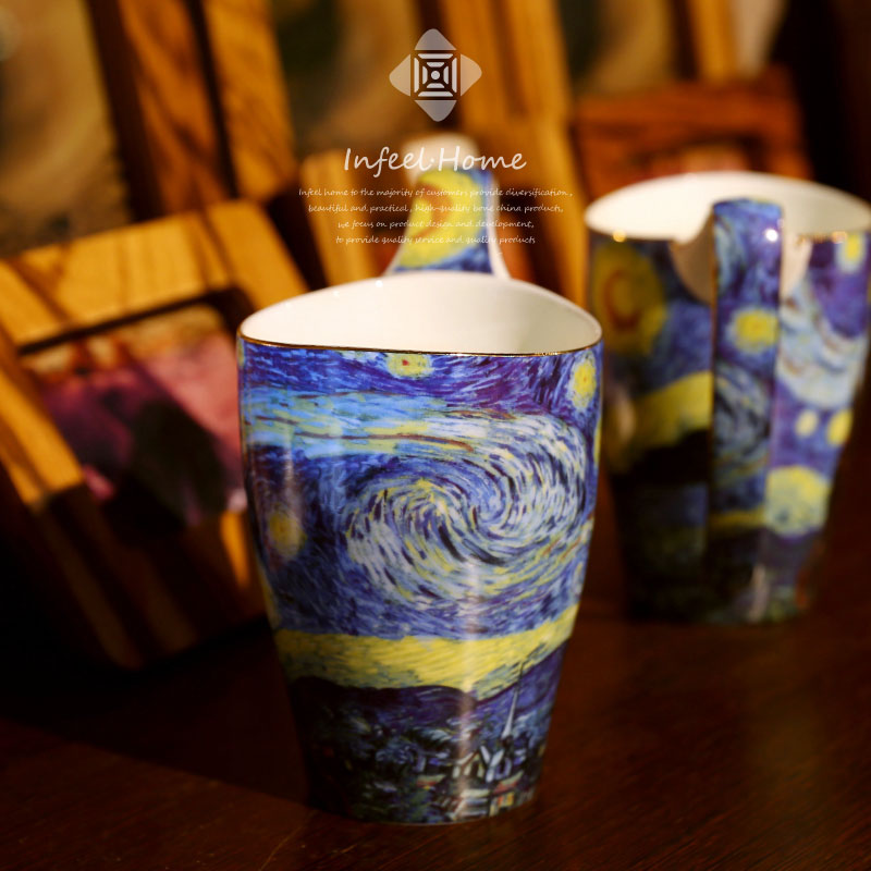 van gogh vintage water cup couple mug large capacity creative coffee cup female hand painted european style art gift huaizi