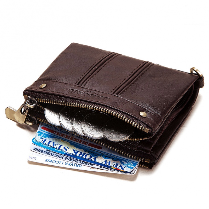 Men Wallets Genuine Leather RFID Blocking Wallet Hasp Zipper