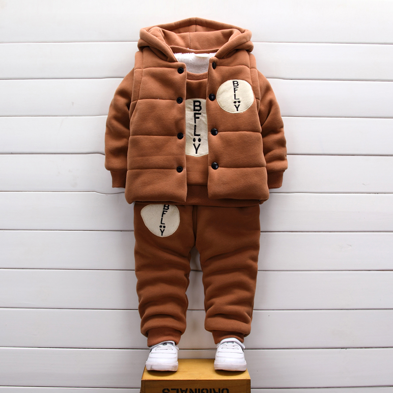 男童鼕裝加絨加厚三件套裝嬰兒女童小孩3寶寶衛衣0-1-2歲棉衣4潮