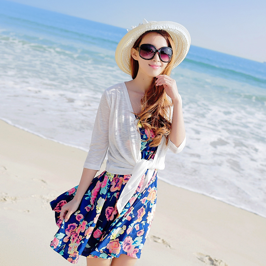 2017 spring and summer new thin women knitted sweater holiday sunset clothing bohemian big yards wild cardigan beach clothes