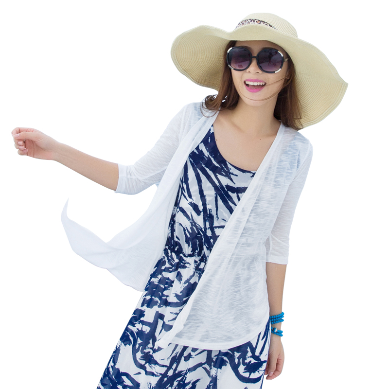 2017 spring and summer new thin women knitted sweater holiday sunset clothing bohemian big yards wild cardigan beach clothes