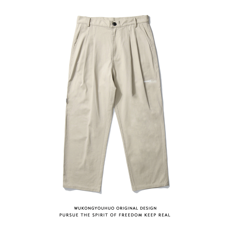 Wukong has stock Japanese Ami khaki overalls men's trendy brand loose printed straight drape wide-leg casual trousers