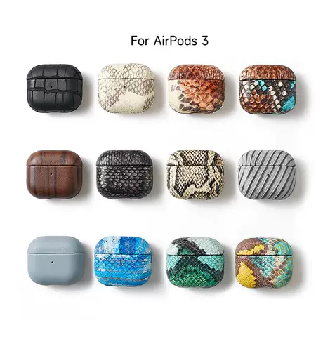 Premium Genuine Leather Snake Croco Skin Protective Carry Cases Apple  Airpods  Airpods 3