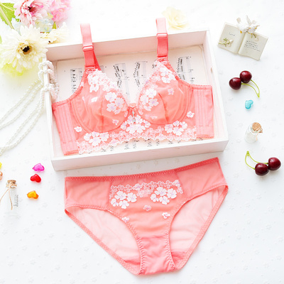 超薄性感大码胖MM性感防下垂聚拢透明内衣大胸显小无海绵文胸套装-淘宝网