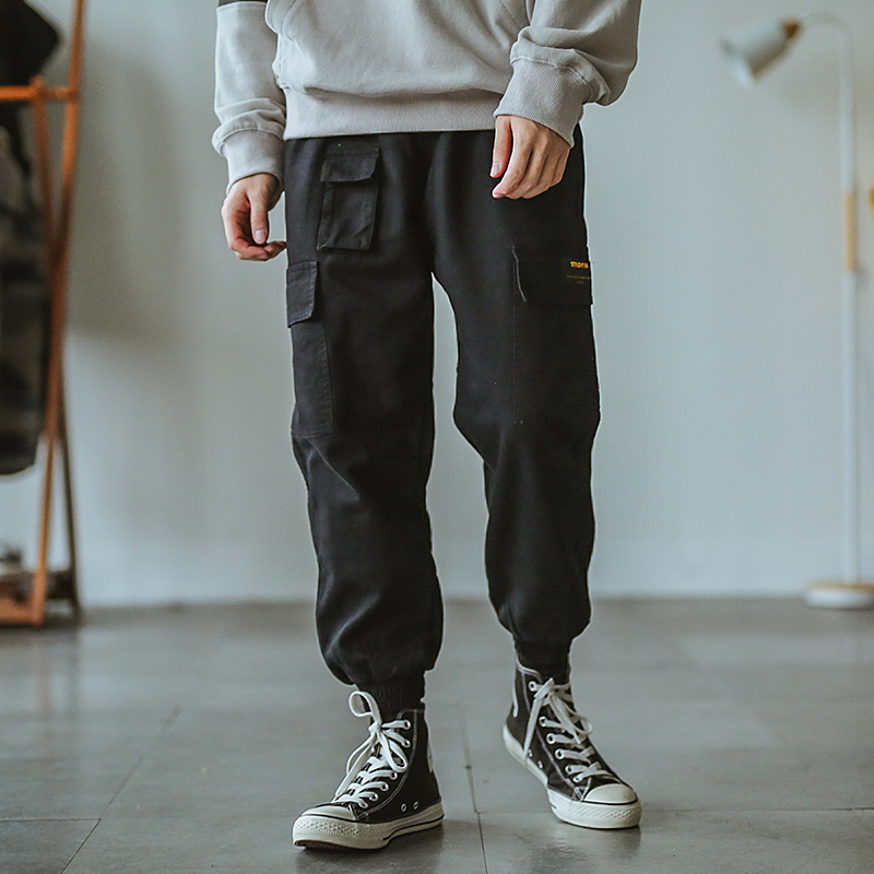 Hey Ma seven original Japanese retro spring and autumn men's small feet tooling loose multi-pocket casual pants tide beam couple