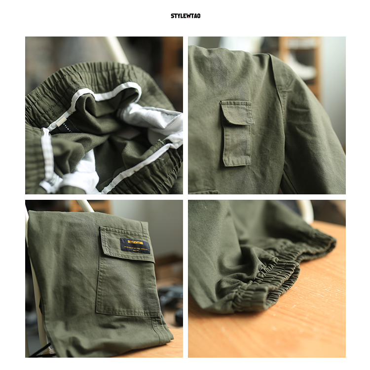 Hey Ma seven original Japanese retro spring and autumn men's small feet tooling loose multi-pocket casual pants tide beam couple