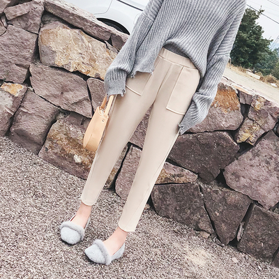 毛呢萝卜裤女2018秋冬季韩版呢子九分裤高腰阔腿宽松小脚哈伦裤潮