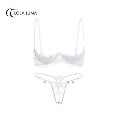 法国LolaLuna白色内衣【诱惑新娘】蕾丝网红内衣套装女-淘宝网