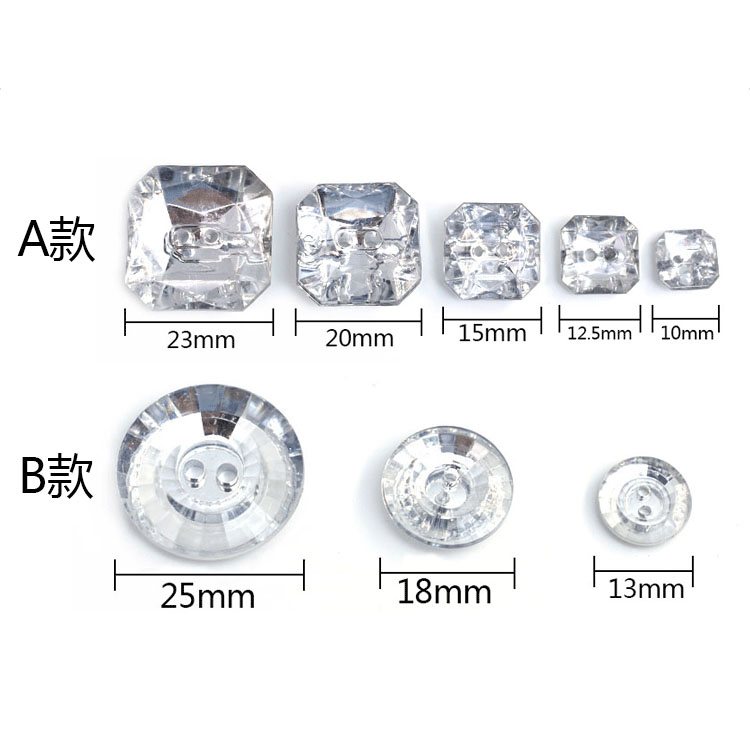 Cufflink round DIY Button Acrylic Button Coat Overcoat Crystal Buckle White Transparent Button Women's Clothing