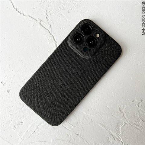 Black — Canvas Fabric Anti Slip 15, 14, 13, 12, 11 iPhone Case