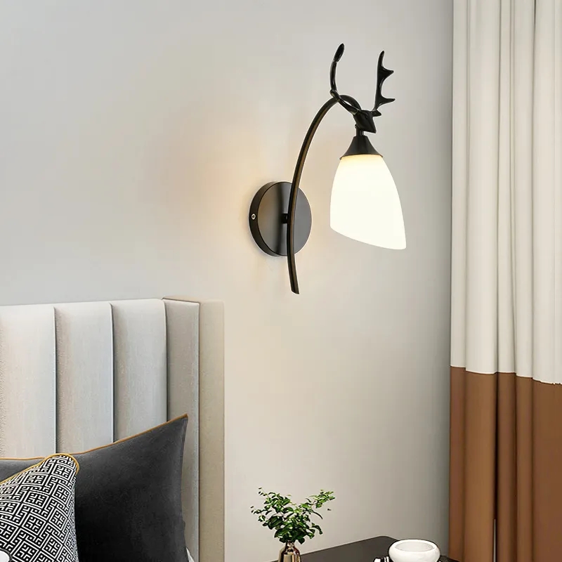 Wall Lamp Bedside Lamp Bedroom Cozy Single Head Solid Wood Japanese Simple Modern Wall Lamp Bedside Hanging Line Lamp Aisle Advanced