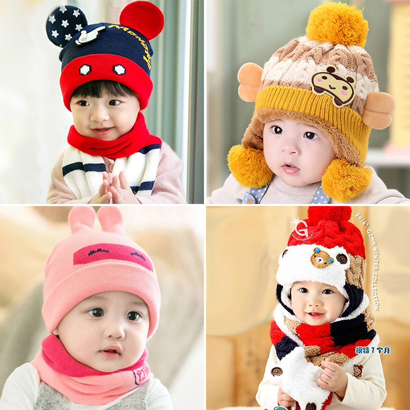 女寶寶秋鼕季嬰兒帽子6-12個月兒童毛線帽鼕天1-2歲男女童護耳潮