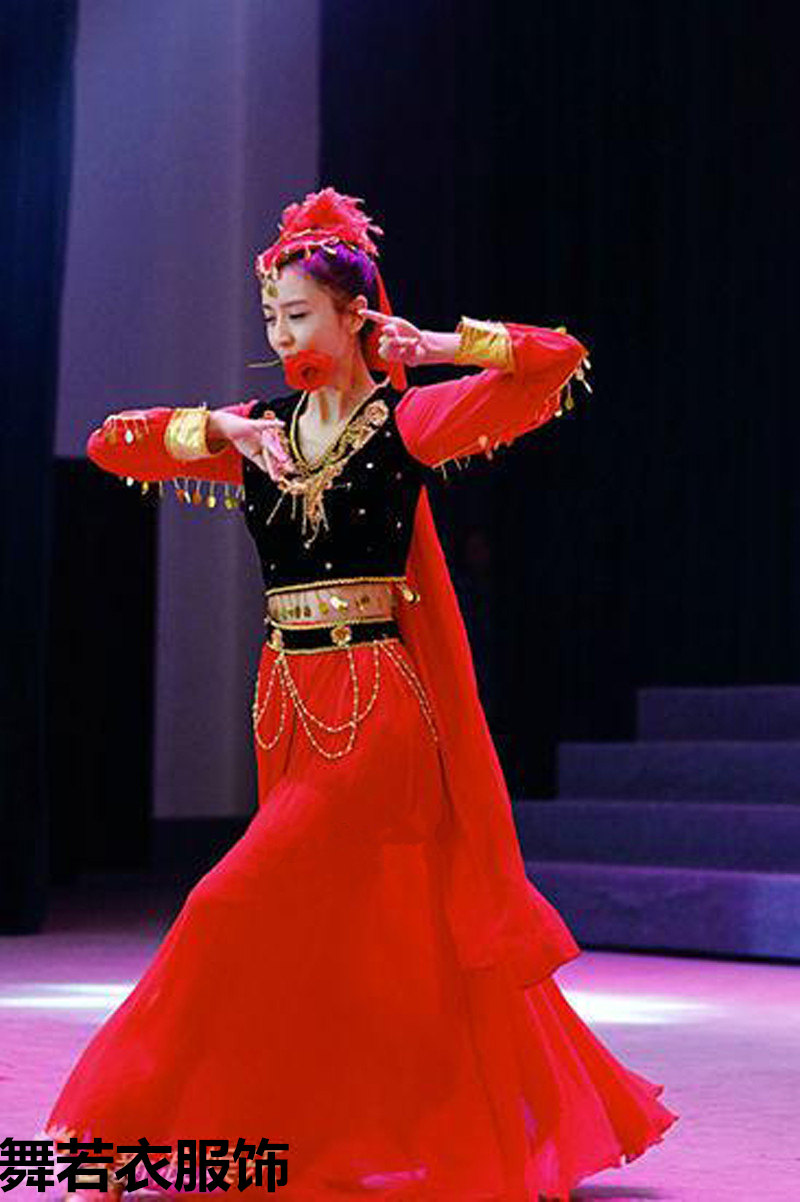 新疆演出服民族服裝開場舞大擺裙維族舞蹈服女裝伴舞裙佟麗婭同款