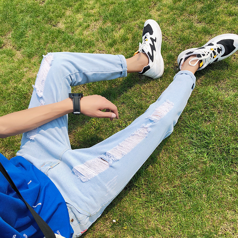 l'été hommes de trou du neuf points jeans version coréenne de la tendance slim petits pieds pantalon mendiant pantalon hommes 9 points pantalon section mince l'été hommes de trou du neuf points jeans version coréenne de la tendance slim petits pieds pantalon mendiant pantalon hommes 9 points pantalon section mince