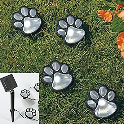 Solar the Print of Cat's Paw Bear Footprints Lighting Chain Outdoor Deck Light Garden Yard Lawn 4led String Decoration Underground Lamp