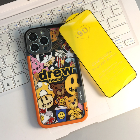 Black + orange — Drew Hone Nice Silicone Frame Back Decal Sticker Removable Kickstand Bracket 13, 13 Mini, 13 Pro, 13 Pro Max