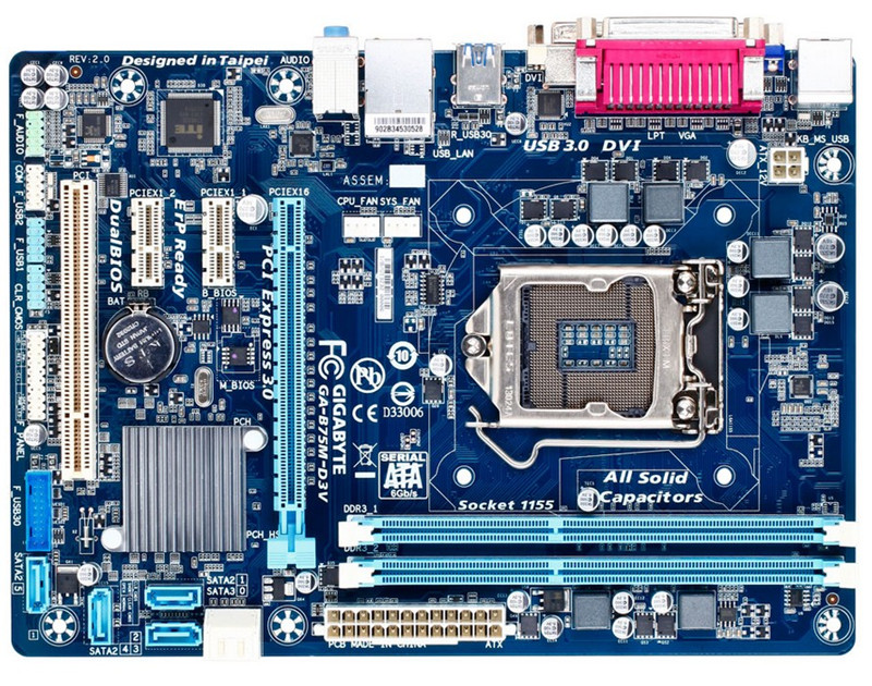 gigabyte/gigabyte b75m-d3v d2v b75 motherboard lga1155 pin large board e3 i5cpu set