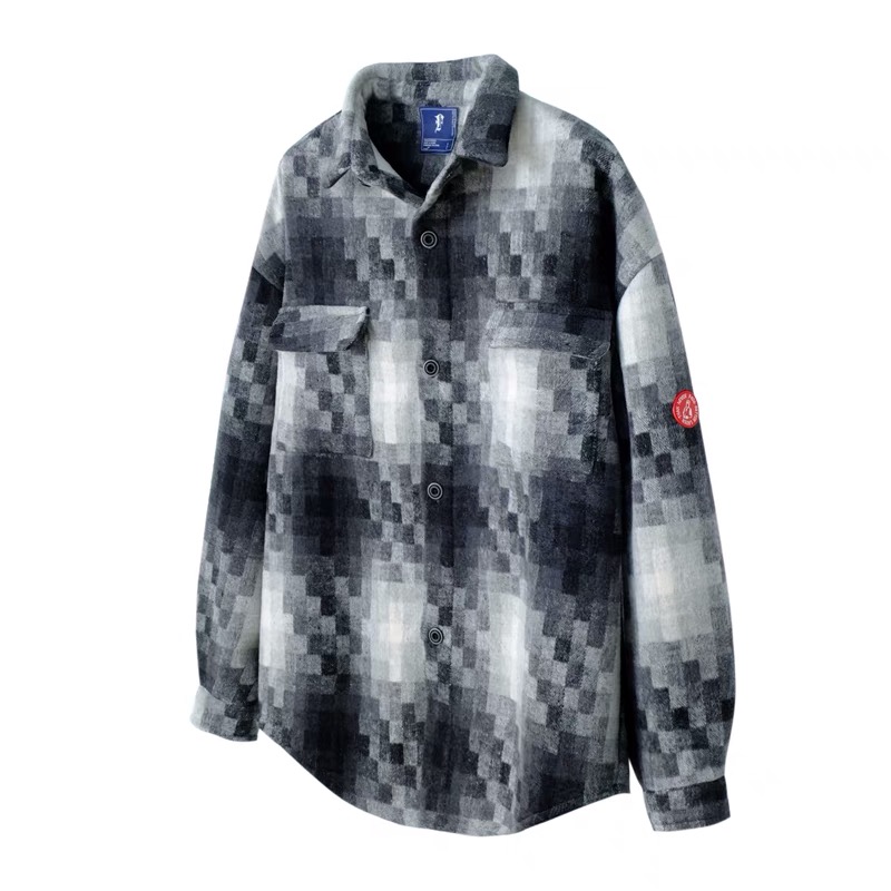 Sishu Chaoshe F426 mosaic plaid woolen long sleeve shirt jacket men and women couple tide brand jacket