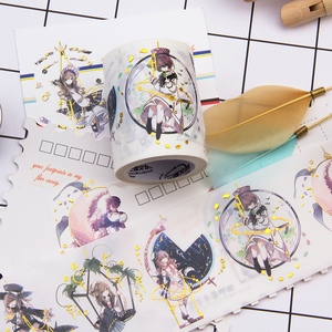 新品 三渡文创原创特油烫金和纸胶带整卷人物悠悠女孩diy手帐贴纸