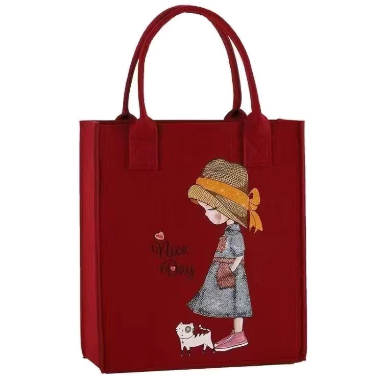 New Portable Felt Bag Hand Bag Thickened and Large-Capacity Fashion Student Operation Bag Cute Lady Storage Bag