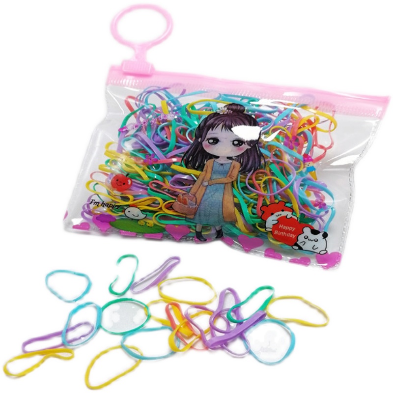 Children's Disposable Rubber Band Thickening Does Not Hurt Hair Strong Pull Constantly Simple Hair Band Black Color Hair Rope Pouch Packaging