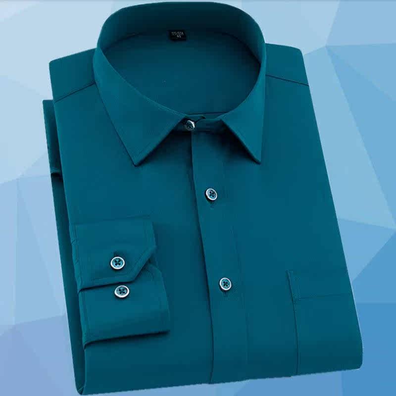 la fibre de bambou non-fer-hommes chemise à manches longues décontracté vert foncé stretch jeunes de carrière dans les affaires les costumes des hommes de couleur pure slim fit la fibre de bambou non-fer-hommes chemise à manches longues décontracté vert foncé stretch jeunes de carrière dans les affaires les costumes des hommes de couleur pure slim fit