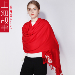 上海故事冬季红色围巾女新年礼物鼠年本命年过年喜庆中国红男属鼠