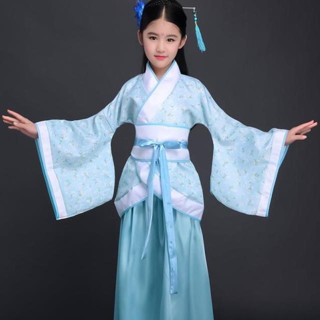 Xianqi suit costume female hanfu summer wear children's tang suit purple blue female Tang girl costume male