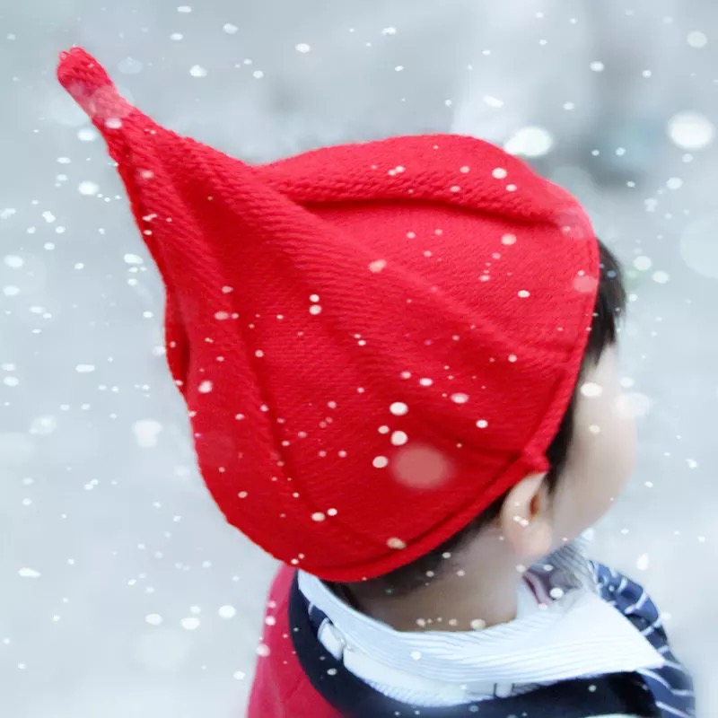 韓國兒童帽子秋鼕寶寶針織毛線帽嬰兒帽尖尖巫師帽男女童親子帽
