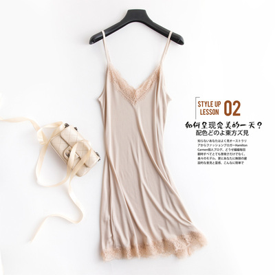 2018春夏桑蚕丝宽松V领花边真丝吊带睡裙性感睡衣蚕丝打底衬裙-淘宝网 2018春夏桑蚕丝宽松V领花边真丝吊带睡裙性感睡衣蚕丝打底衬裙-淘宝网