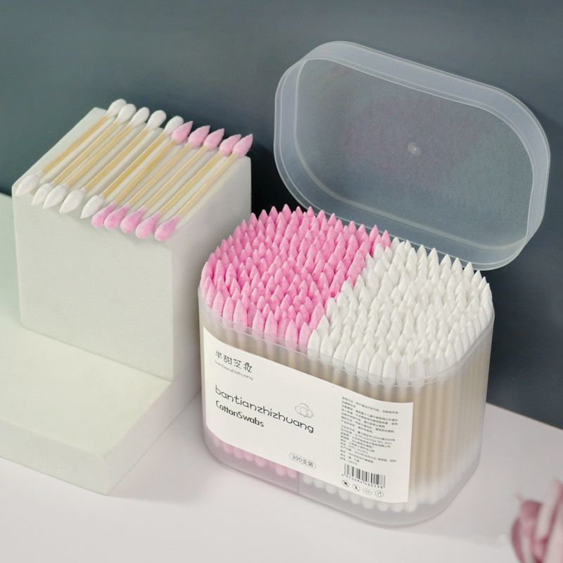 (500-2000 Pieces) Disposable Cotton Swabs Ear Cleaning Double Head Cotton Swab Stick Cosmetic Cotton Swab Cotton Ball Pointed Head