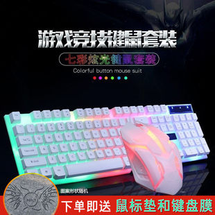 鍵盤鼠標套裝機械手感游戲鍵盤臺式筆記本電腦鍵盤有線發光usb鼠