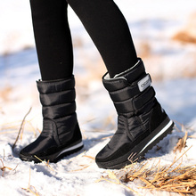 东北冬季户外加绒加厚情侣防雪防滑厚底中筒防水保暖雪地靴女棉鞋