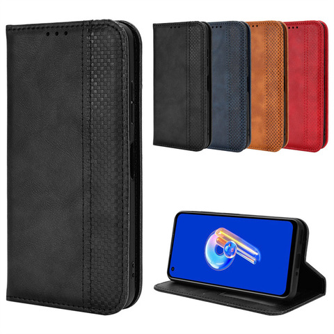 Zenfone 9 Magnetic Wallets Folio Flip Card Holder Kickstand Folding Stand Synthetic Leather Business Phone Case